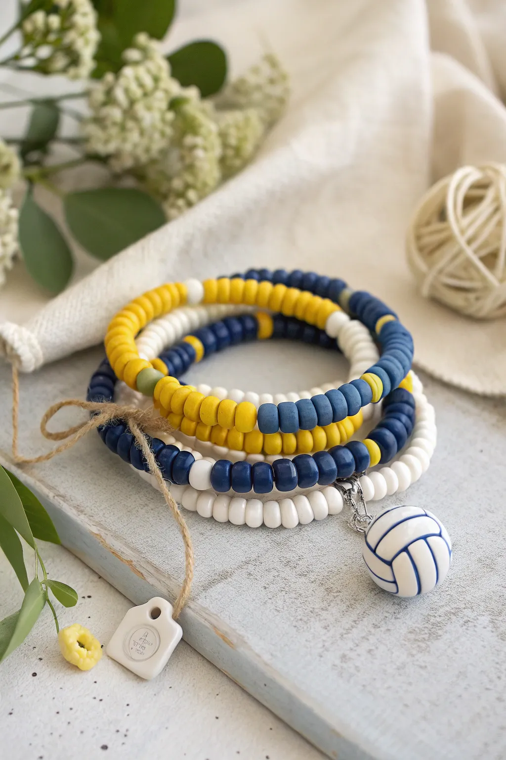 Matching teammate volleyball bracelet set in bold team colors, ready to gift the whole squad