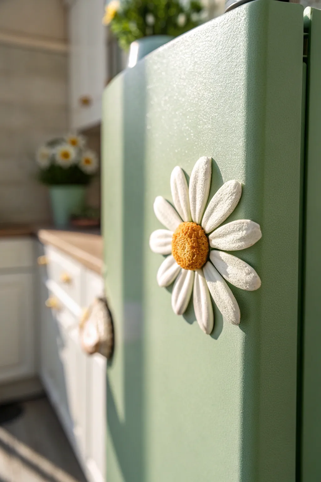 Sunny daisy air-dry clay magnet brightens your fridge with simple handmade charm.