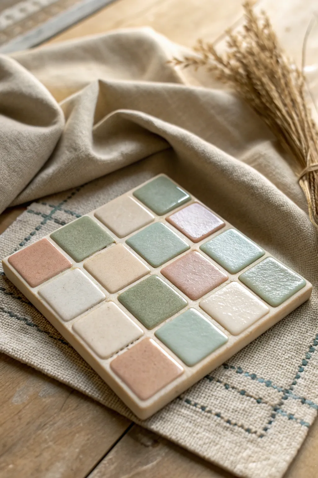 Neat 3x3 grid test tile showing nine glaze combos, perfect for quick side by side comparison.