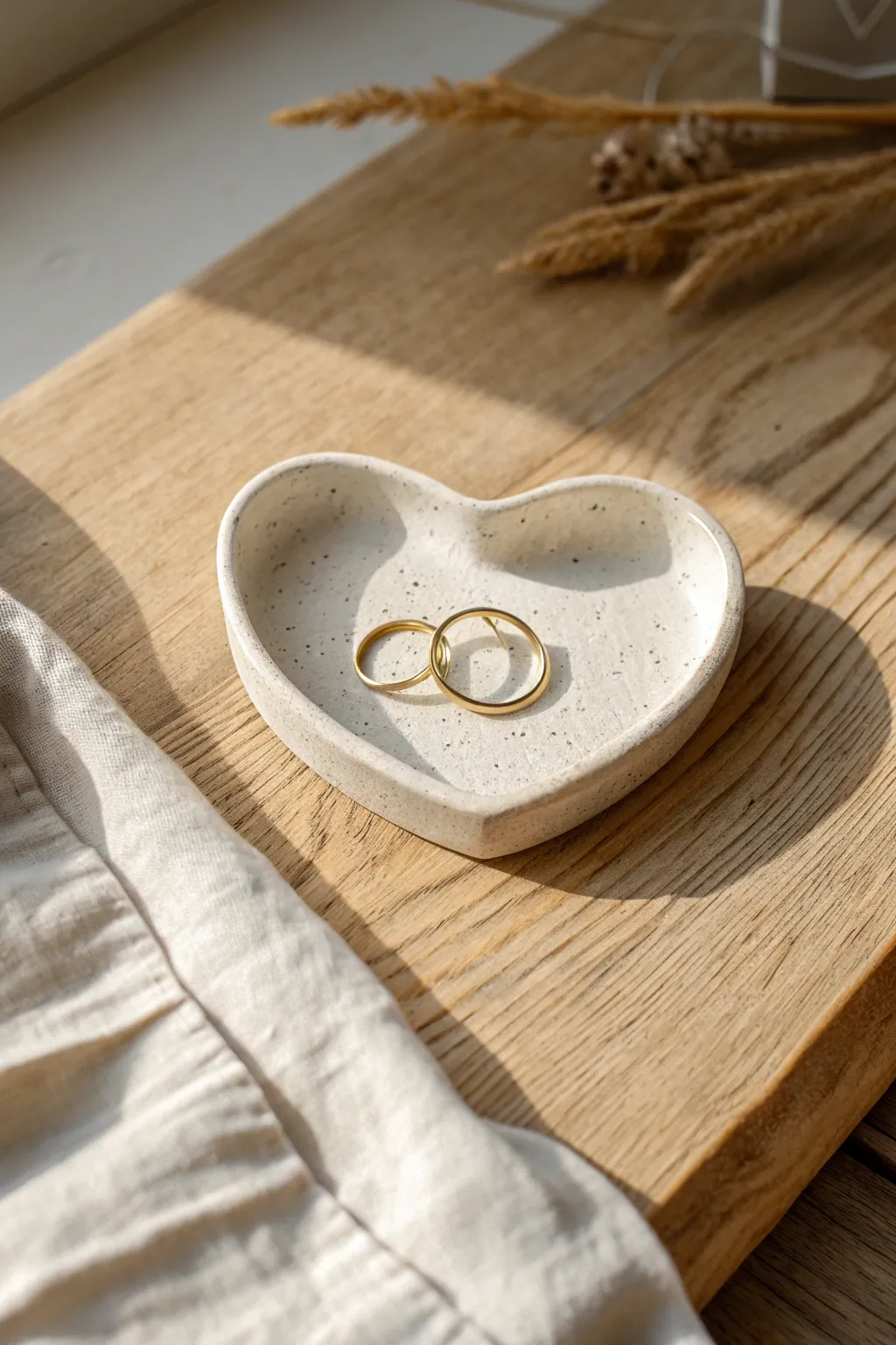 Sweet minimalist trinket dish to keep rings and pins tidy on your nightstand, handmade clay charm.