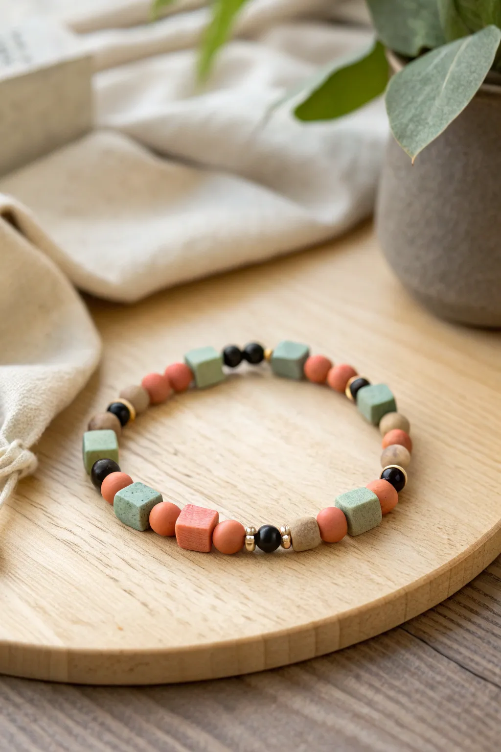 Matte black spacers make bright clay color blocks look crisp, modern, and bold.