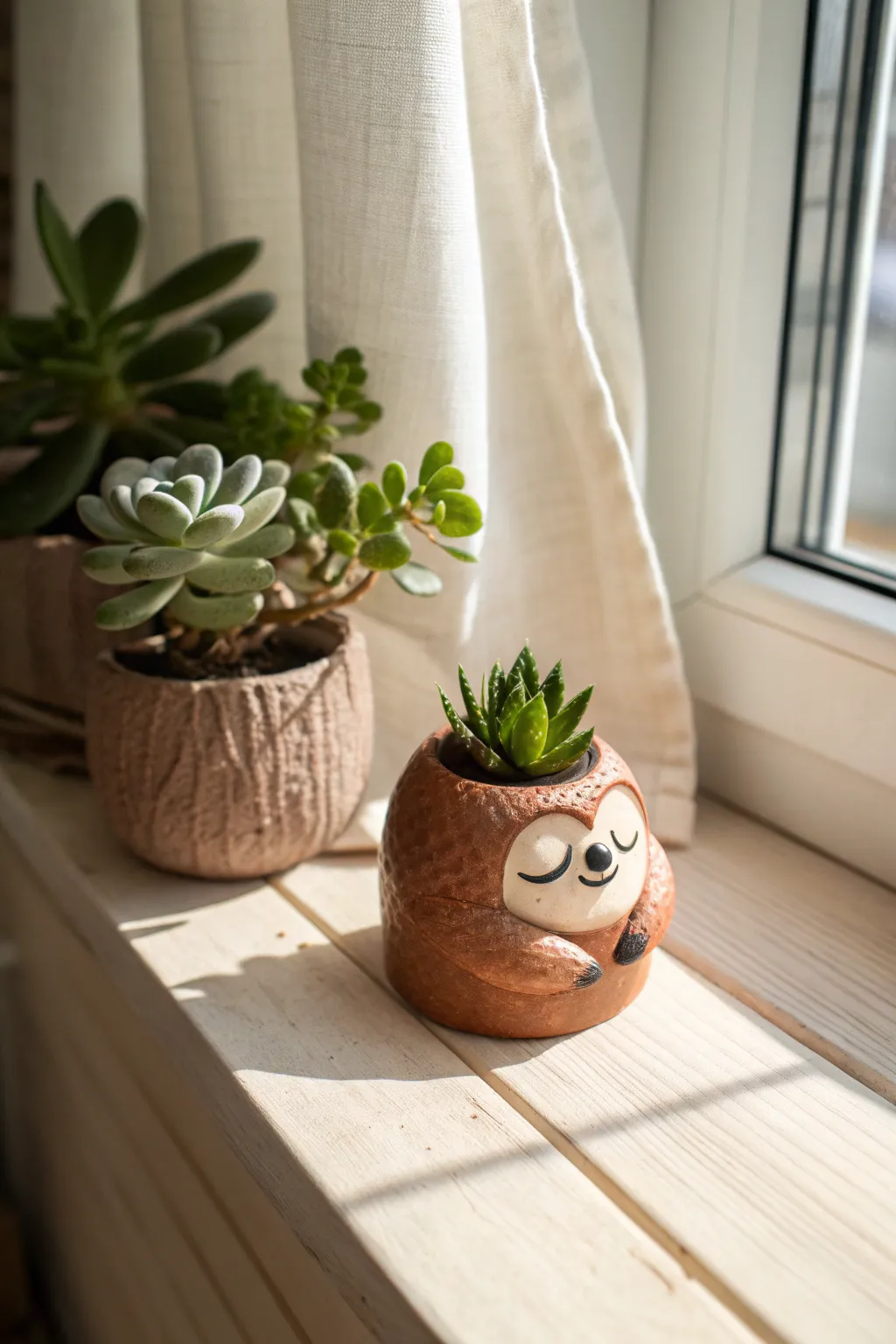 Mini planter buddy challenge: a sleepy sloth pot that makes your succulents feel extra loved.