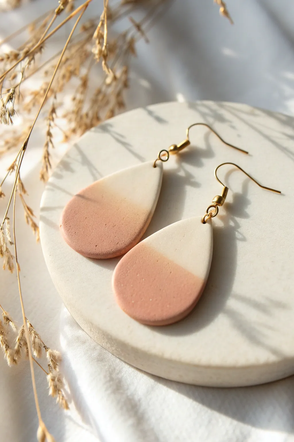 Beginner-friendly ombre clay earrings with a soft gradient blend for minimalist boho style.