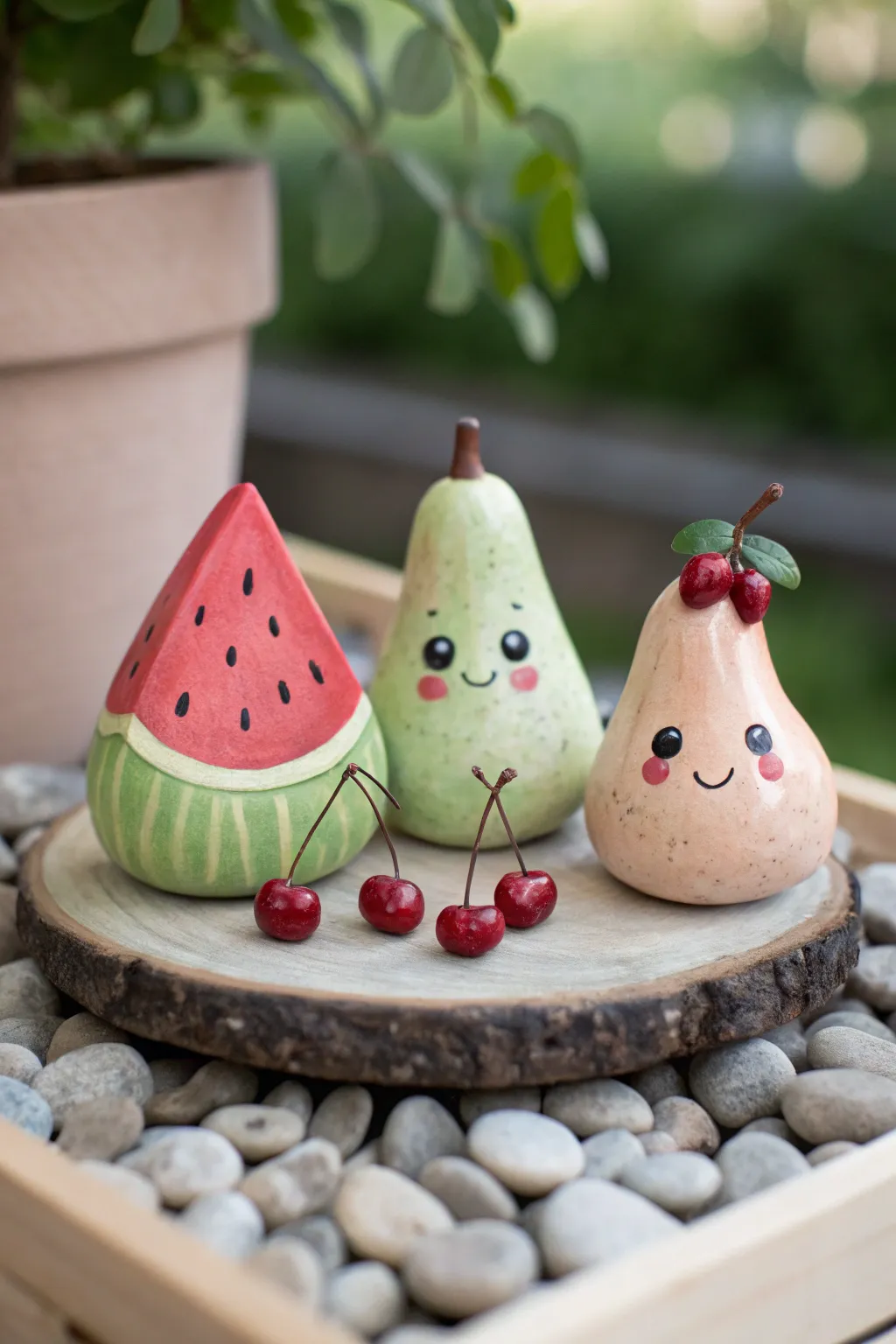 Meet the tiniest fruit friends: sweet mini clay figures that add charm to any shelf.
