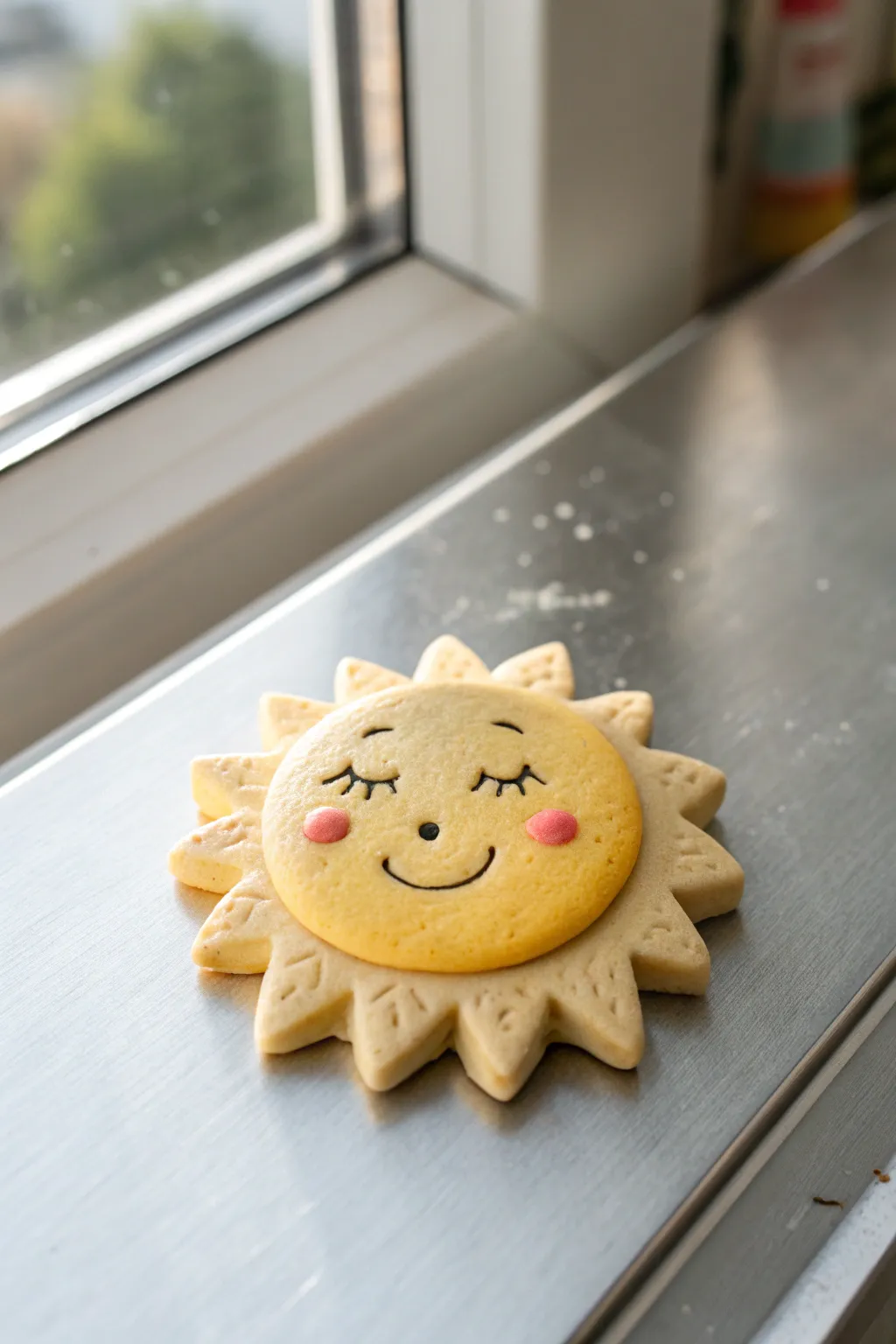 Cheerful sun character magnet in a clean Scandinavian look, a simple clay idea with boho charm