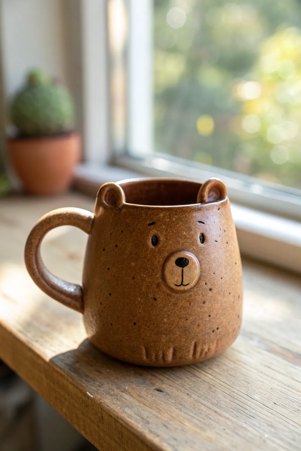 Cozy bear mug with a sweet snout and paw thumb rest, perfect for warm cabin coffee vibes