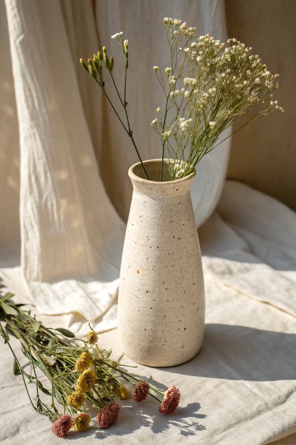 Pinch-and-fold slab vase with an artful uneven rim, minimalist shape, handmade charm.