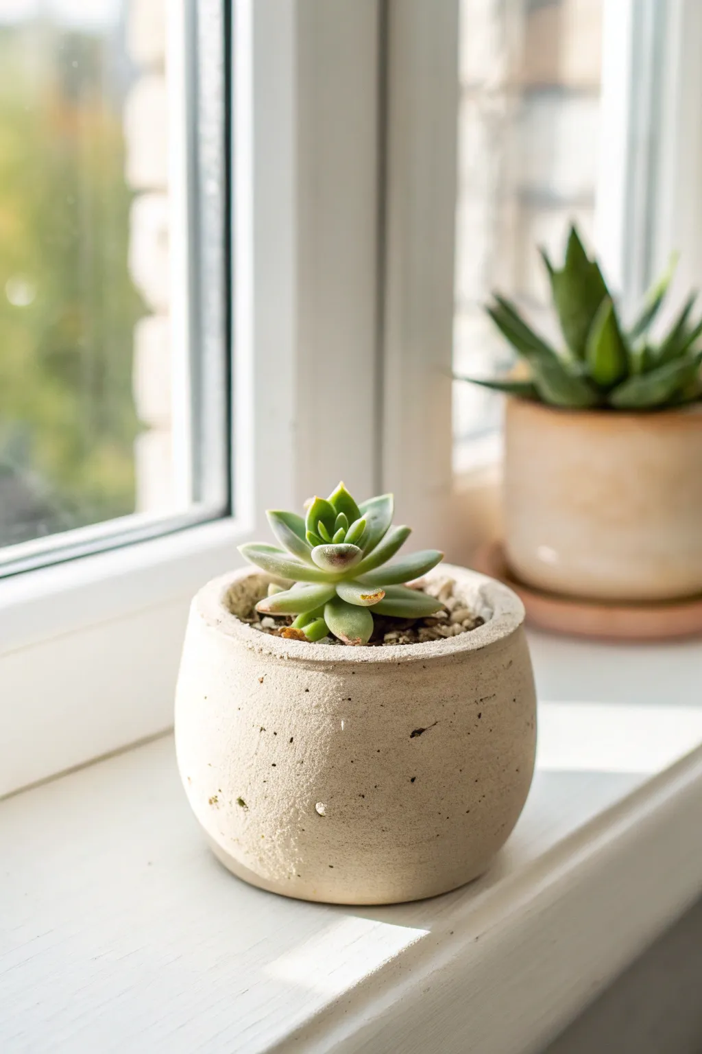 Simple mini clay succulent planter idea, perfect for beginners and a cozy minimalist home
