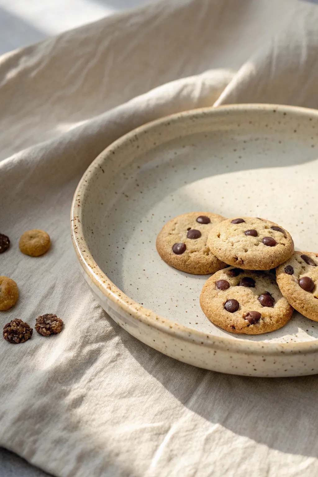 Minimal cookie plate with stamped dough texture and sweet sculpted cookie rim accents