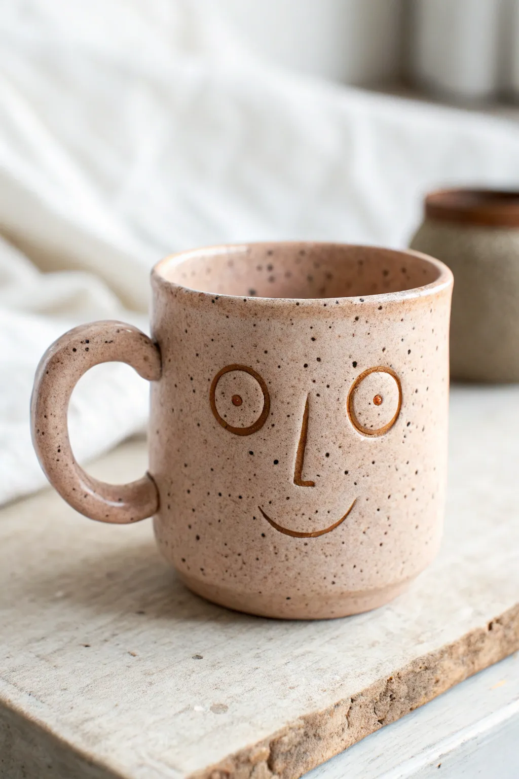 A sweet character mug with a handle ear and a tiny ear nub for extra quirky charm