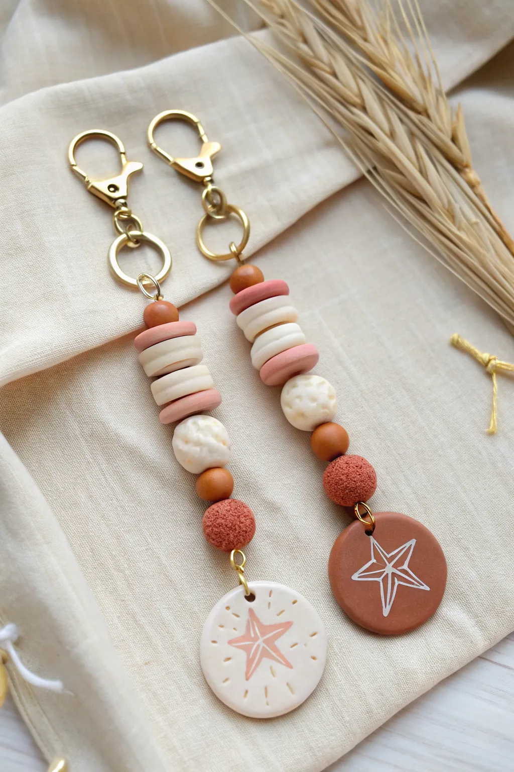 Matching but different clay keychain totems for a sweet, simple couples clay date idea