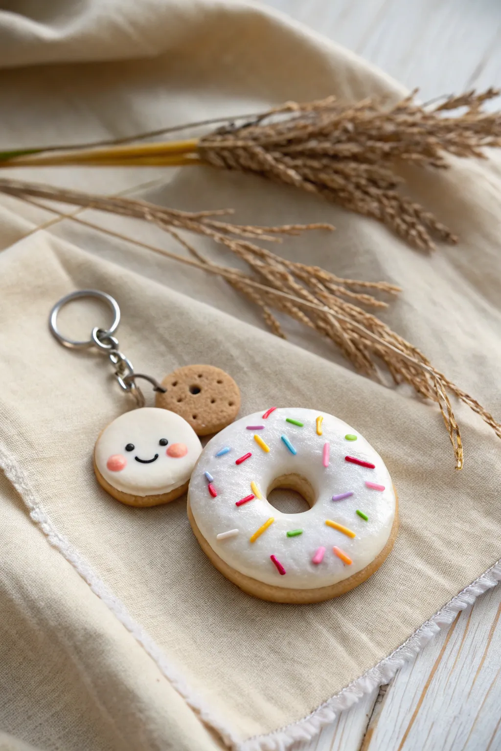 Sweet kawaii donut and cookie clay charms in soft pastels for an easy kid friendly project