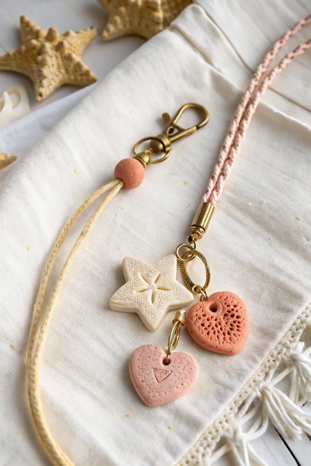 Simple play clay zipper charm trio in soft pastels, perfect for backpacks and gifts