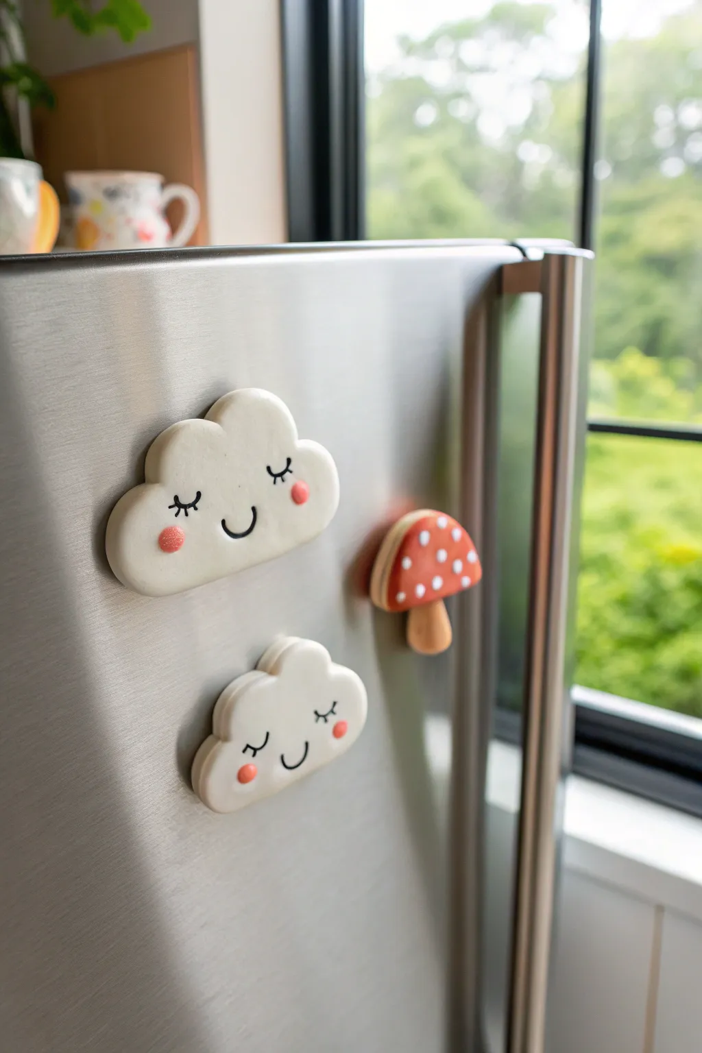 Sweet date-night keepsakes: two tiny polymer clay magnets that brighten your fridge daily