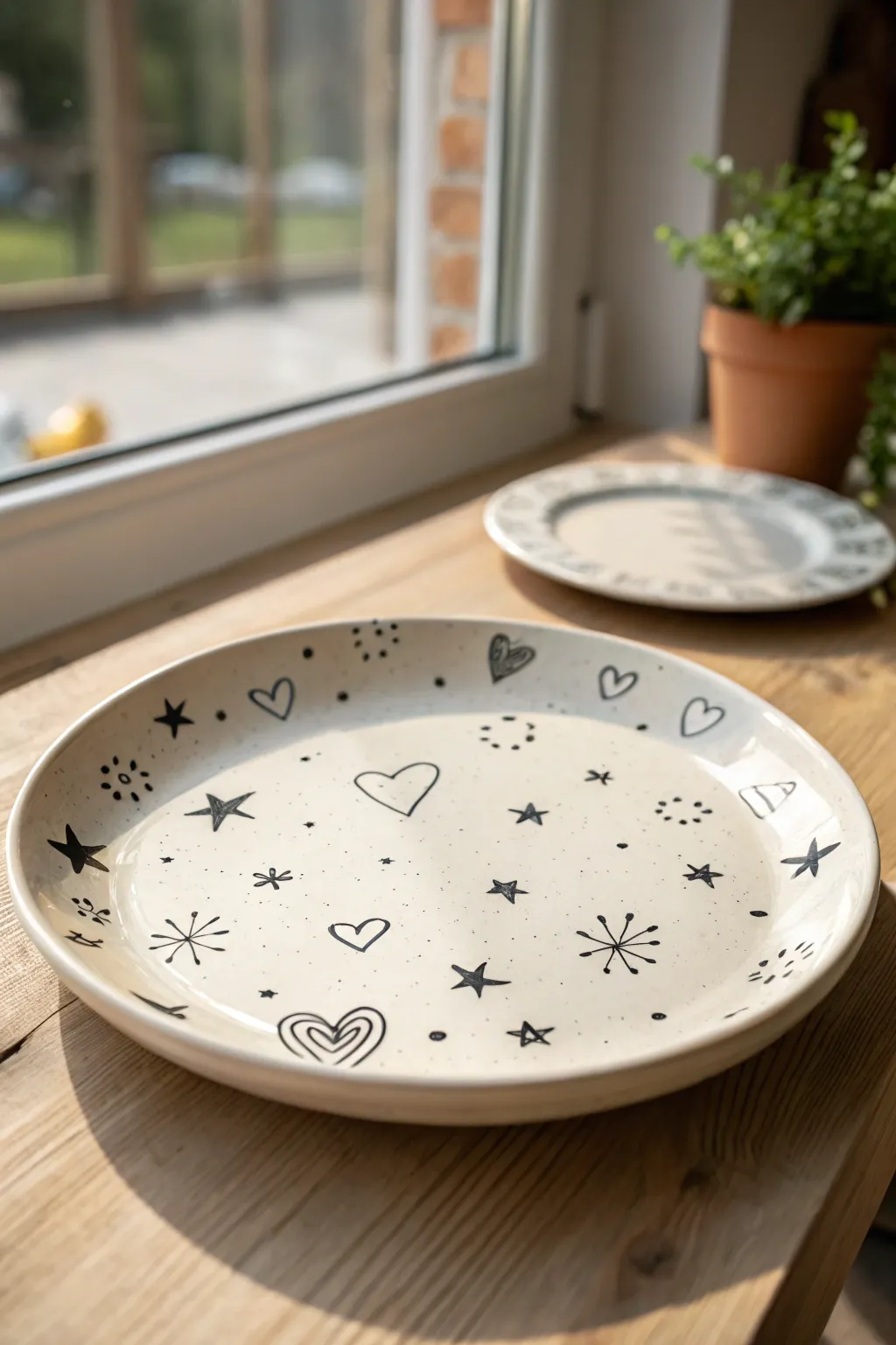 Minimal doodle sketchware plate with wobbly icons and airy spacing for a cozy handmade look.