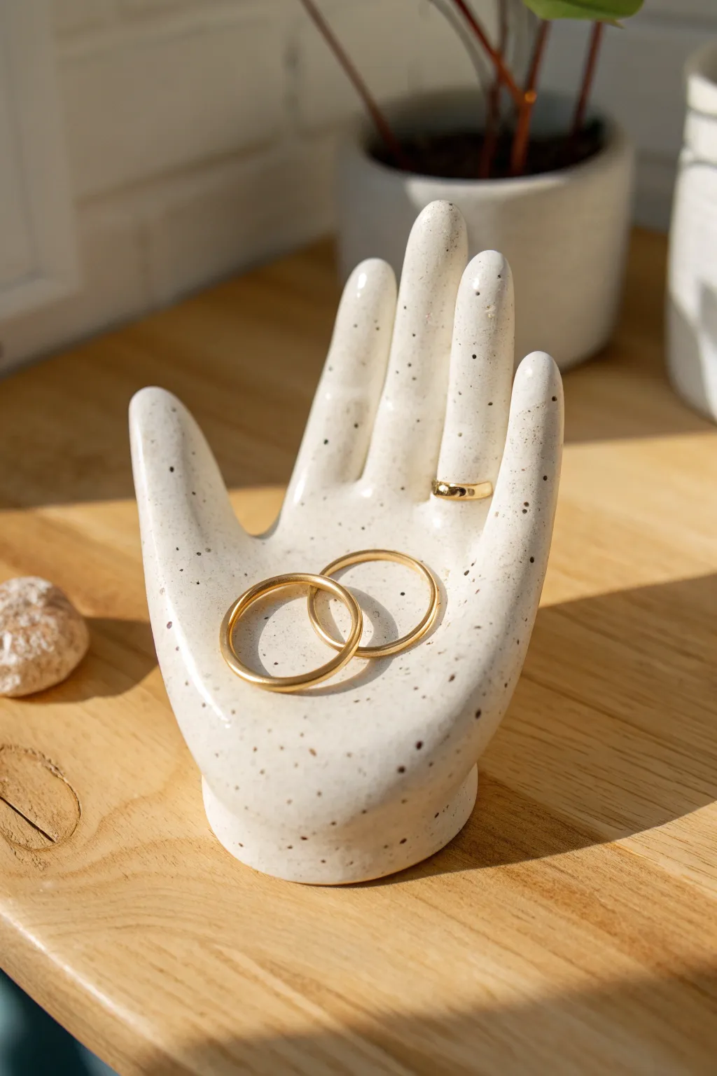 A minimalist hand-shaped clay ring holder that feels handmade, simple, and beautifully boho