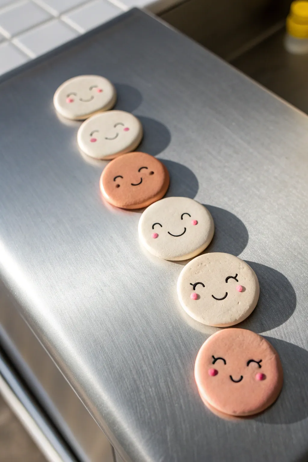 Minimal face clay magnets in soft neutrals, a sweet air dry clay idea with modern Scandi vibes