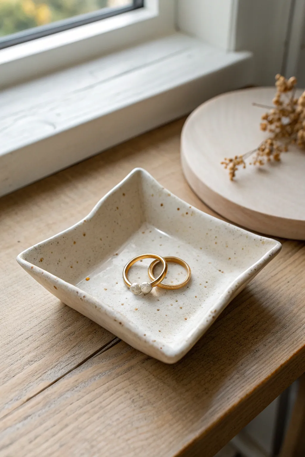 Soft slab folded-corner trinket tray, minimalist and boho calm, perfect for rings and daily rituals