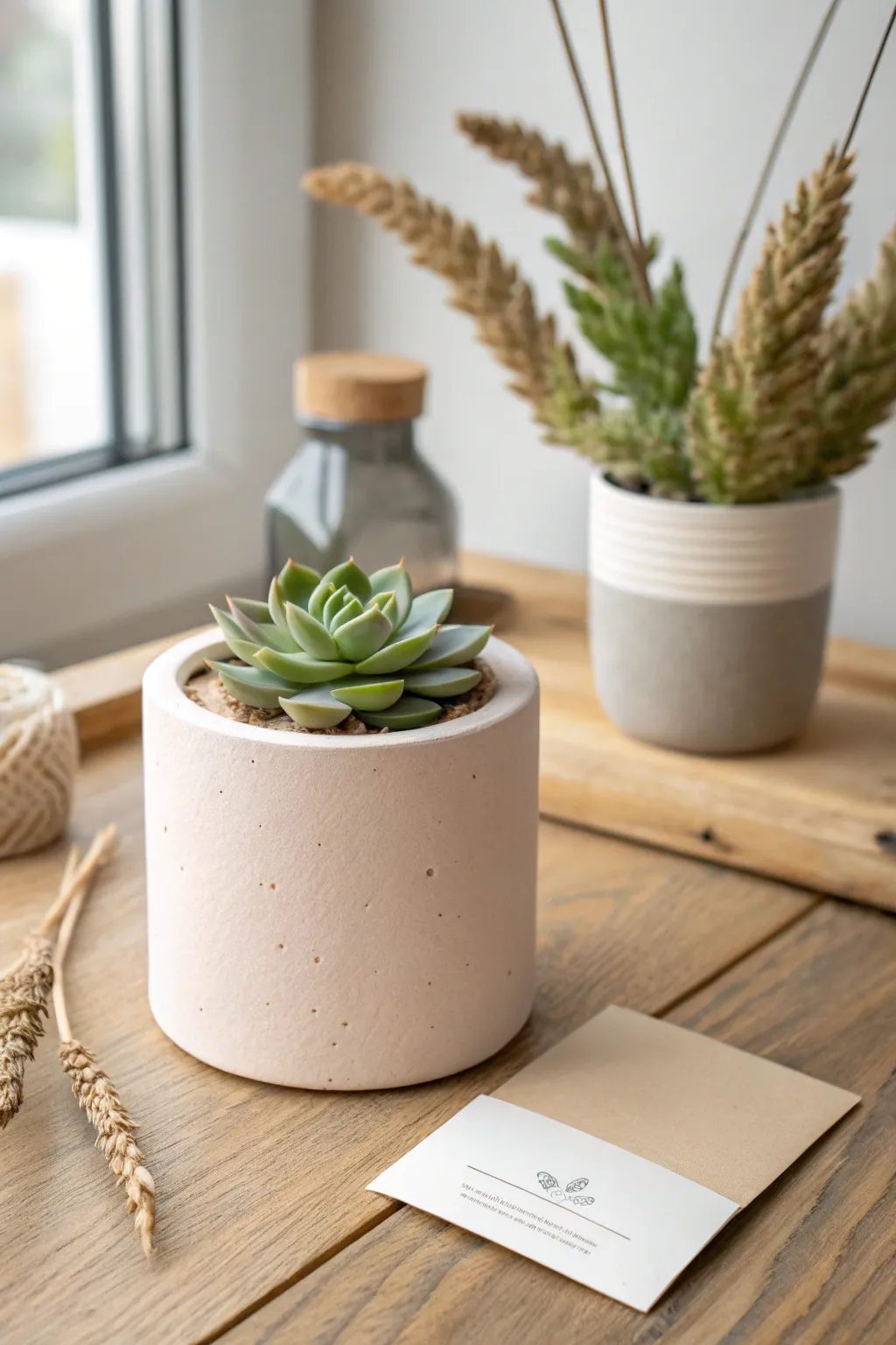 Tiny air dry clay succulent planter gift idea with minimalist style and soft birthday vibes