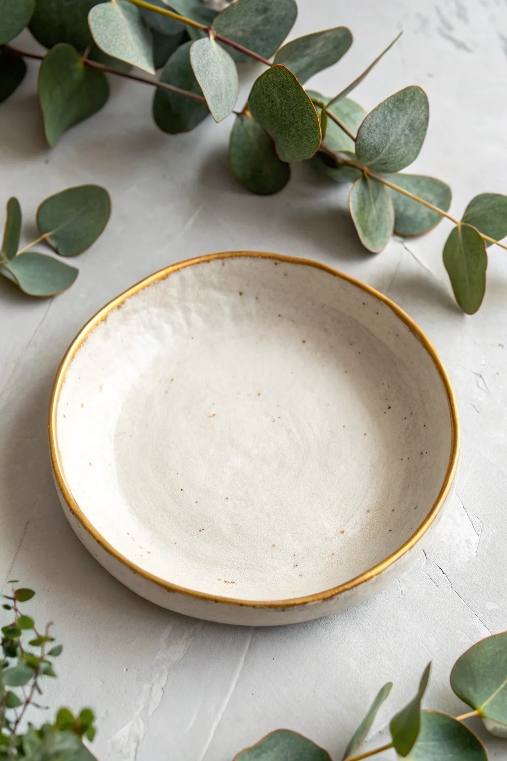 A simple air dry clay dish with a clean gold rim for an instantly giftable, elevated look.