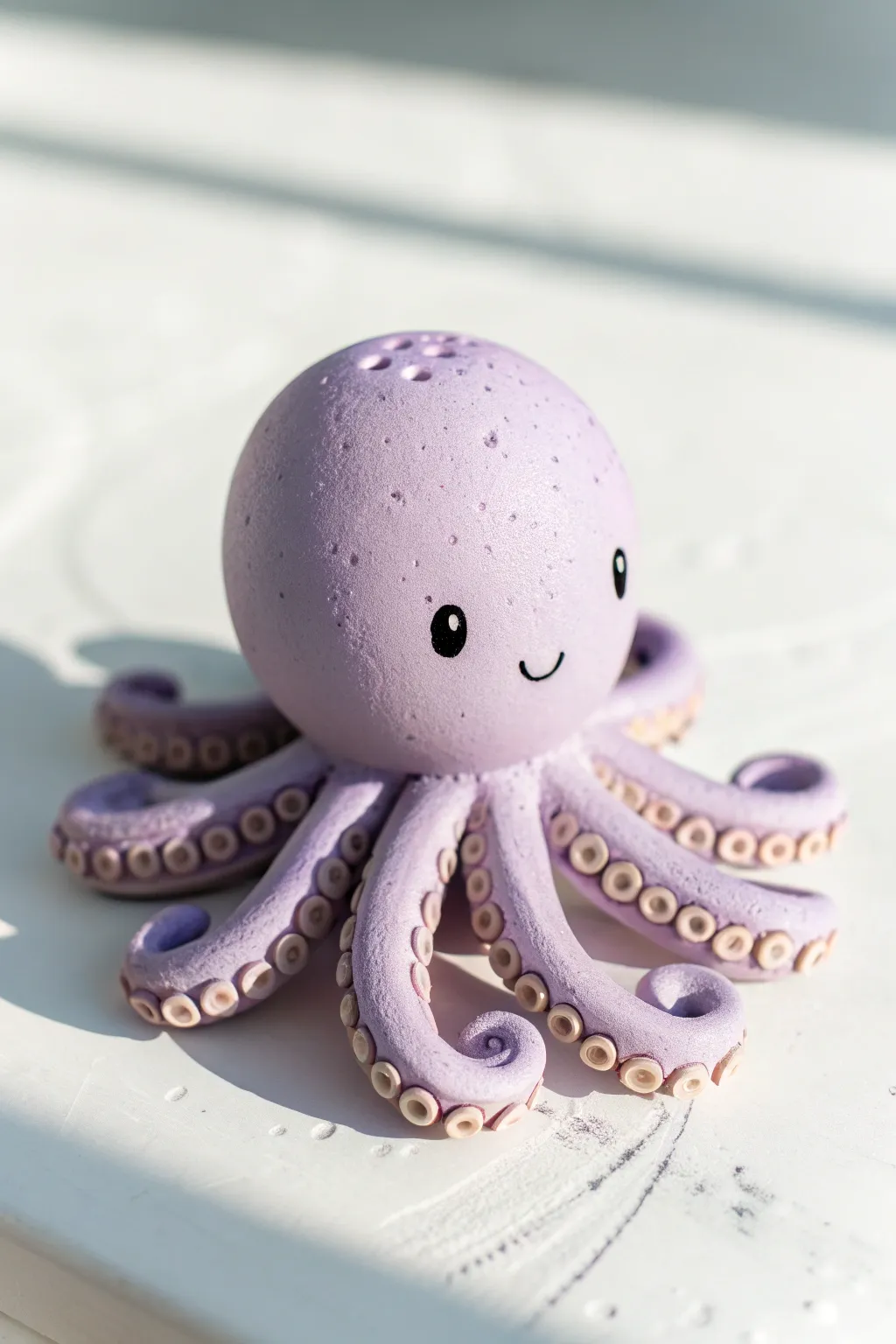A sweet pastel octopus from one clay ball, with simple curled tentacles anyone can model.