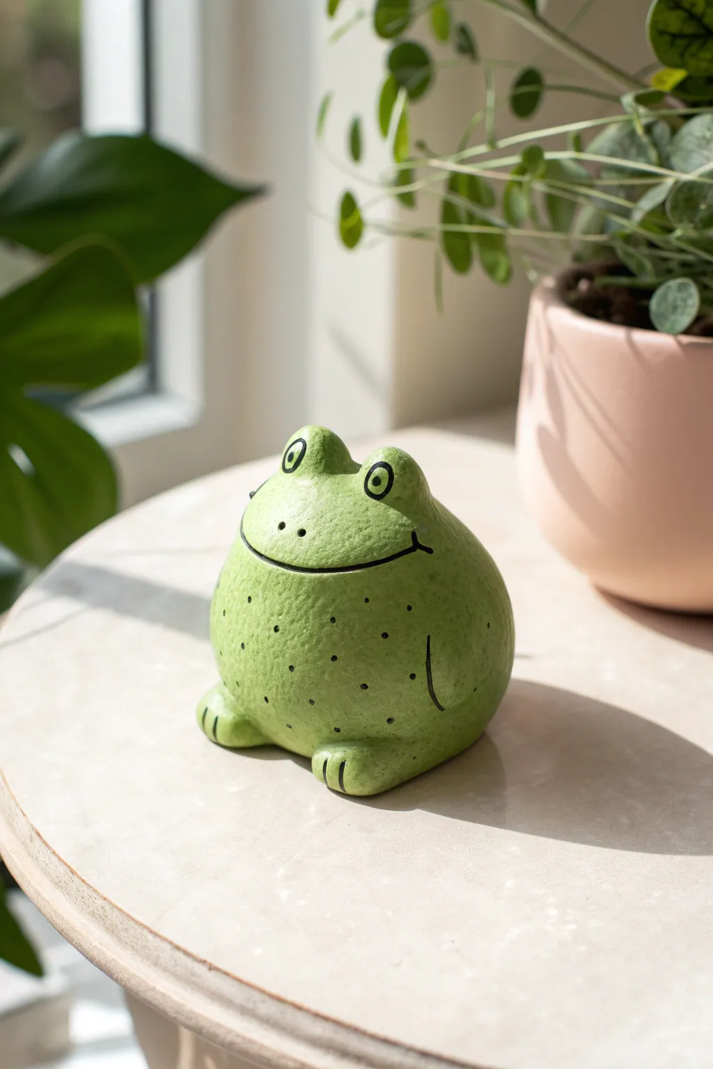 Easy blob frog with a big smile, a sweet minimalist clay figure for your next cozy pottery day.