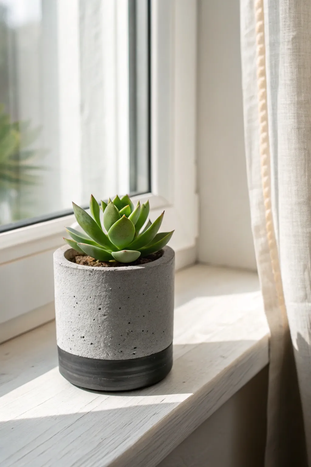 Industrial gray clay planter with a bold succulent, a simple handmade gift idea for him