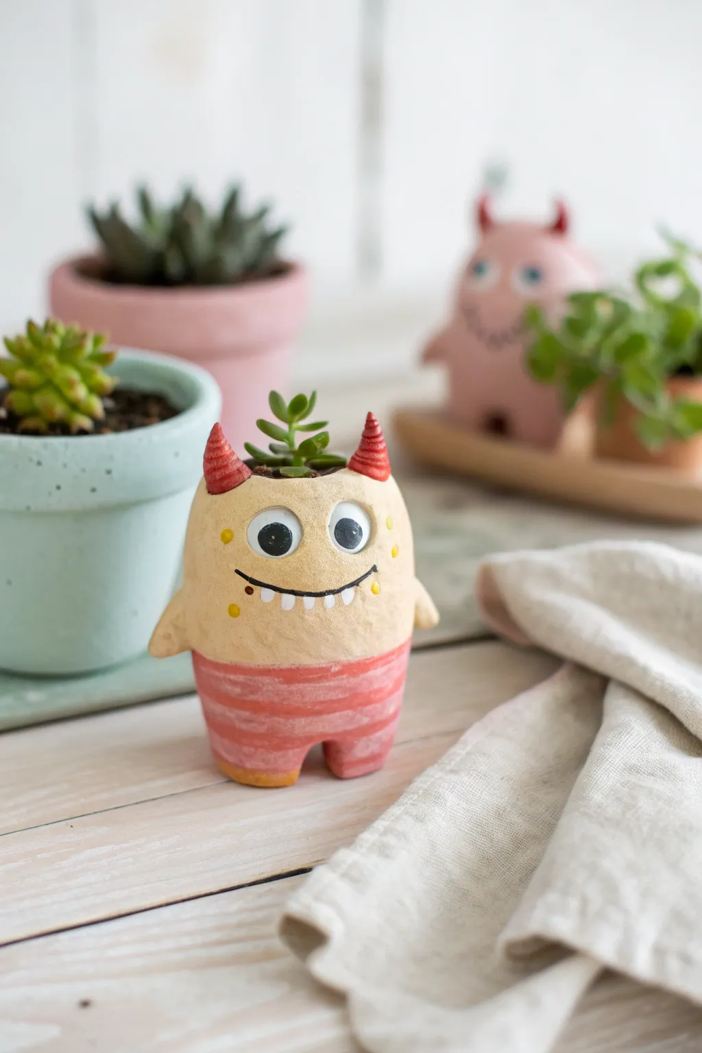 Mini monster thumb pots make a playful art class project, simple shapes with big personality.