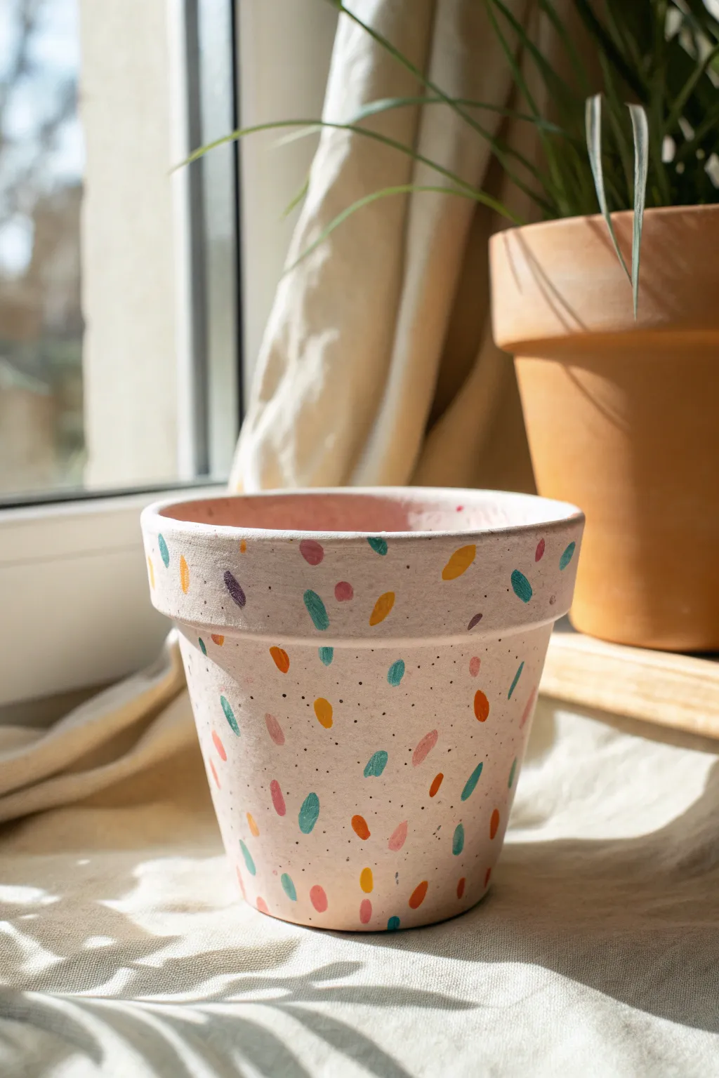 Pastel confetti dash pot for instant party vibes, playful yet minimal and beautifully handmade.