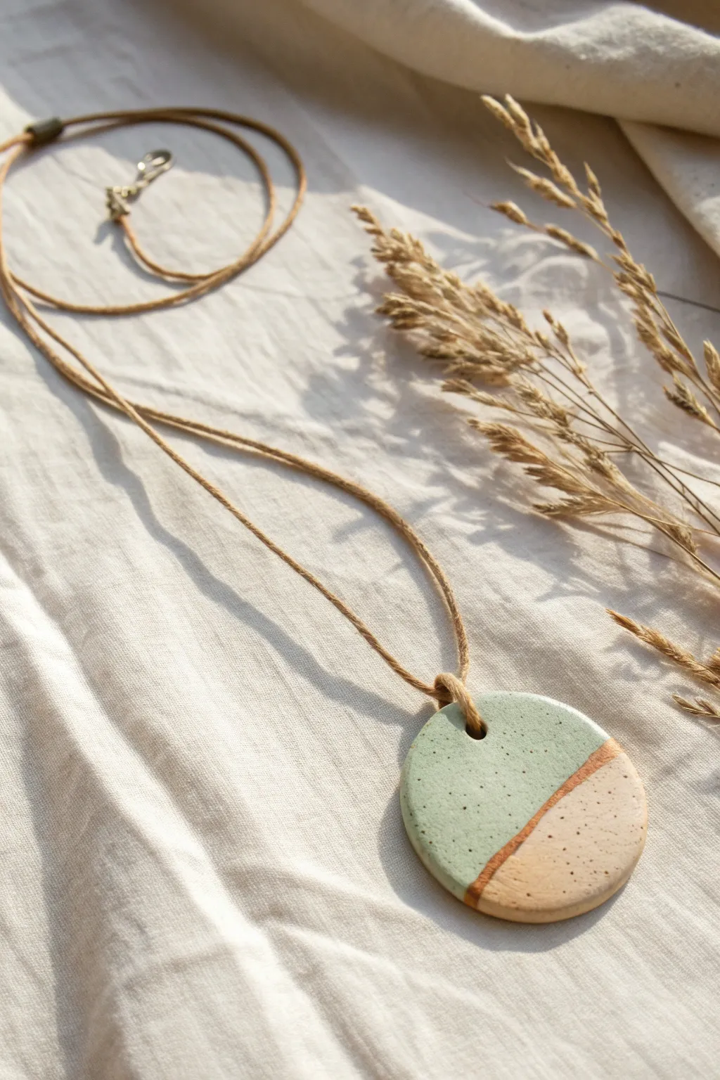 Beginner-friendly air dry clay pendant with a chic half-dip color block finish.