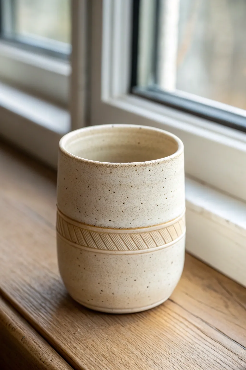 A simple carved band turns a plain clay tumbler into a beautifully designed everyday cup.