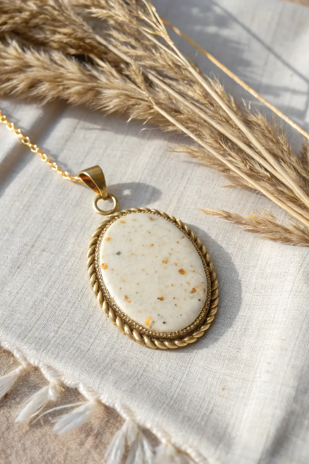 Raised relief epoxy clay pendant with a dimensional frame for an easy, modern handmade look