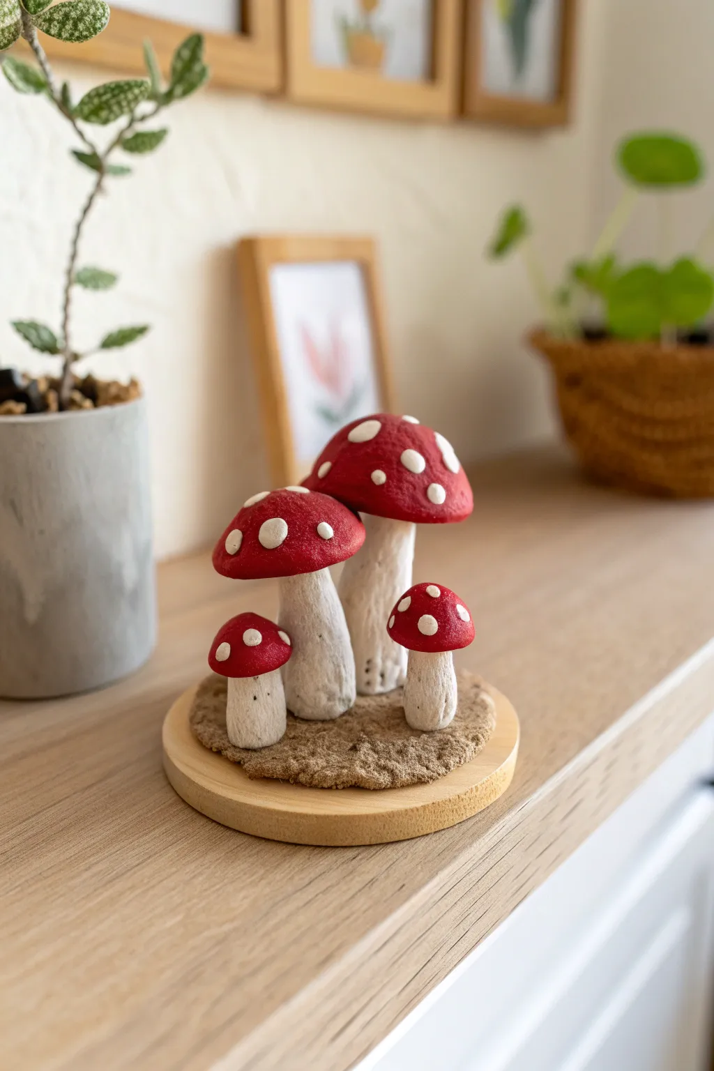 Mini Mushroom Pals: cute red-capped clay friends for a cozy shelf, perfect for beginners