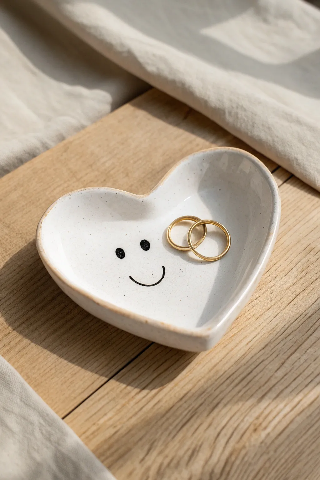 Sweet heart trinket dish with a happy face, perfect for keeping your rings in one spot