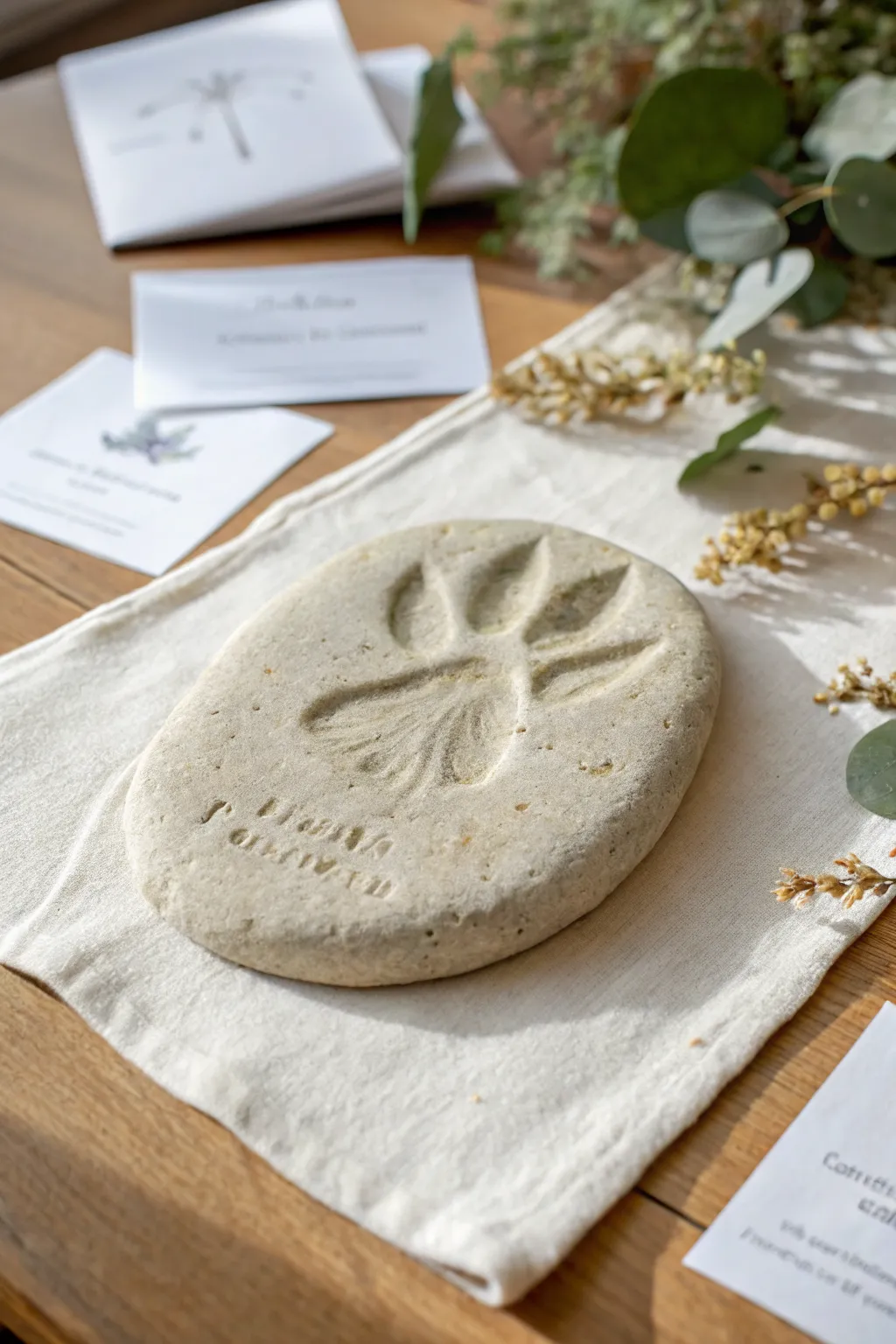 Air-dry clay dino fossil stones in soft neutrals, a tiny museum keepsake kids will love