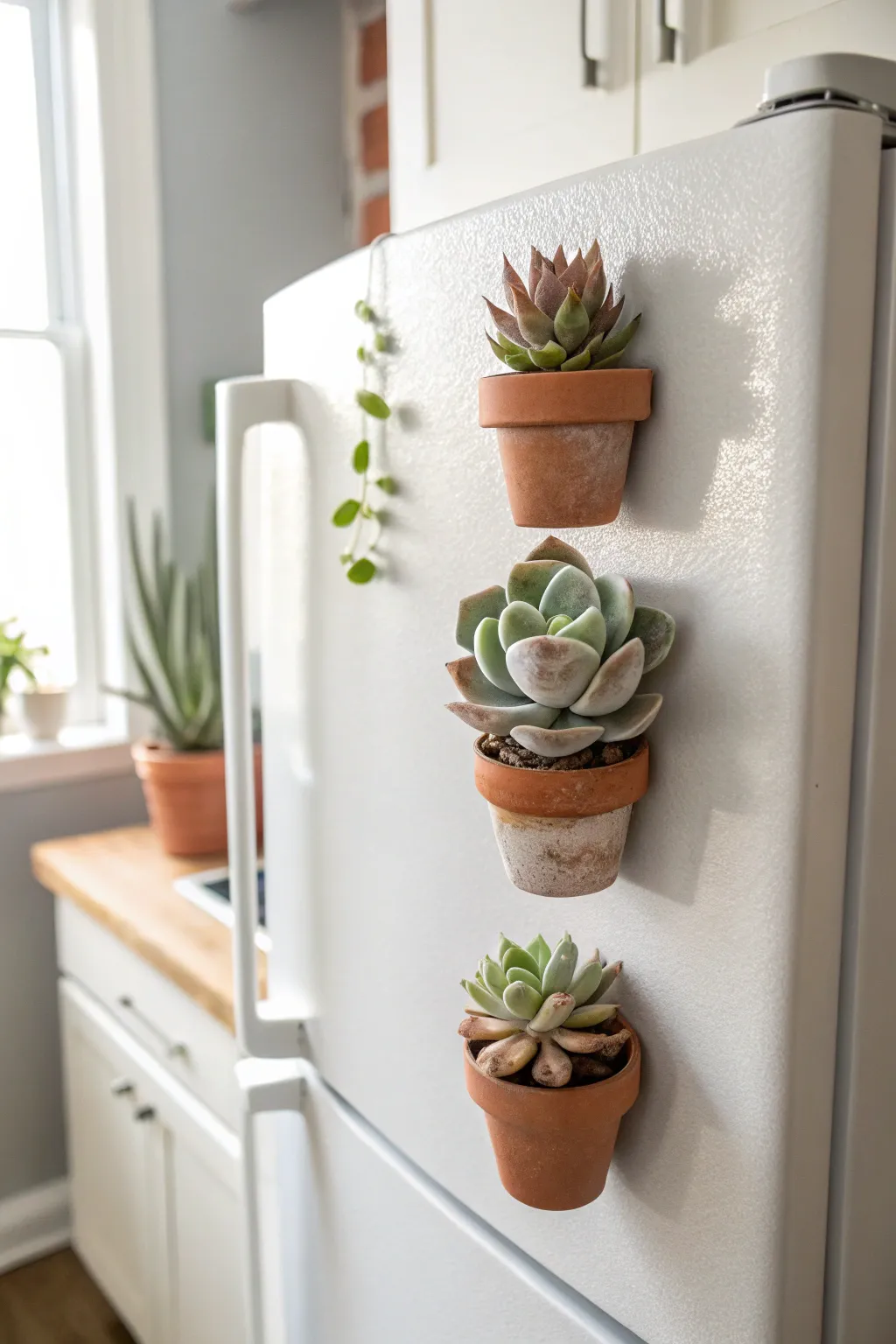 Mini clay succulent pot magnets bring a cozy plant-shelf vibe to your fridge in minutes.