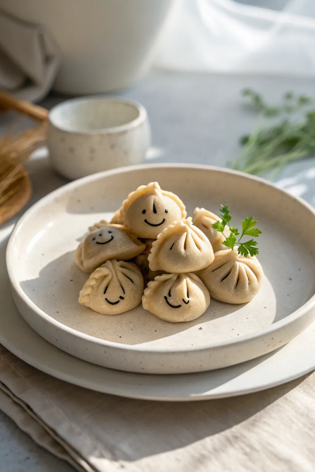 Smiley dumpling minis that look sweet enough to eat—easy minimalist clay charm for your shelf.