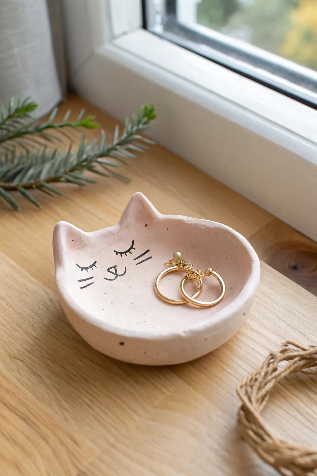 Sweet plasticine face trinket dish, a minimalist catchall for tiny earrings on your vanity