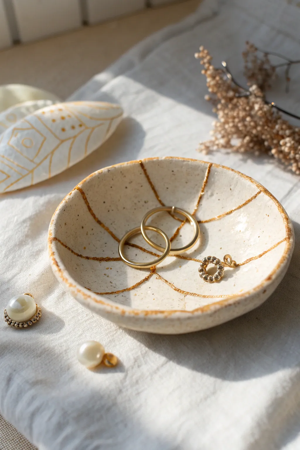 Tiny turtle shell ring dish in soft clay tones, a minimalist boho accent for jewelry