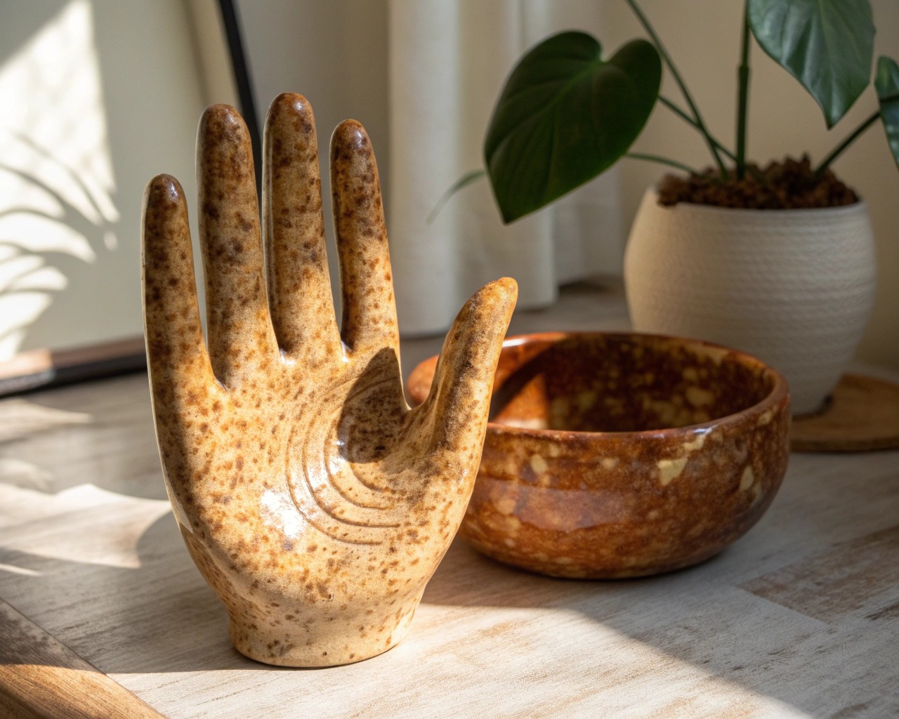 A ceramic bowl showcasing the philosophy of wabi-sabi with its aged appearance and crackle glaze.